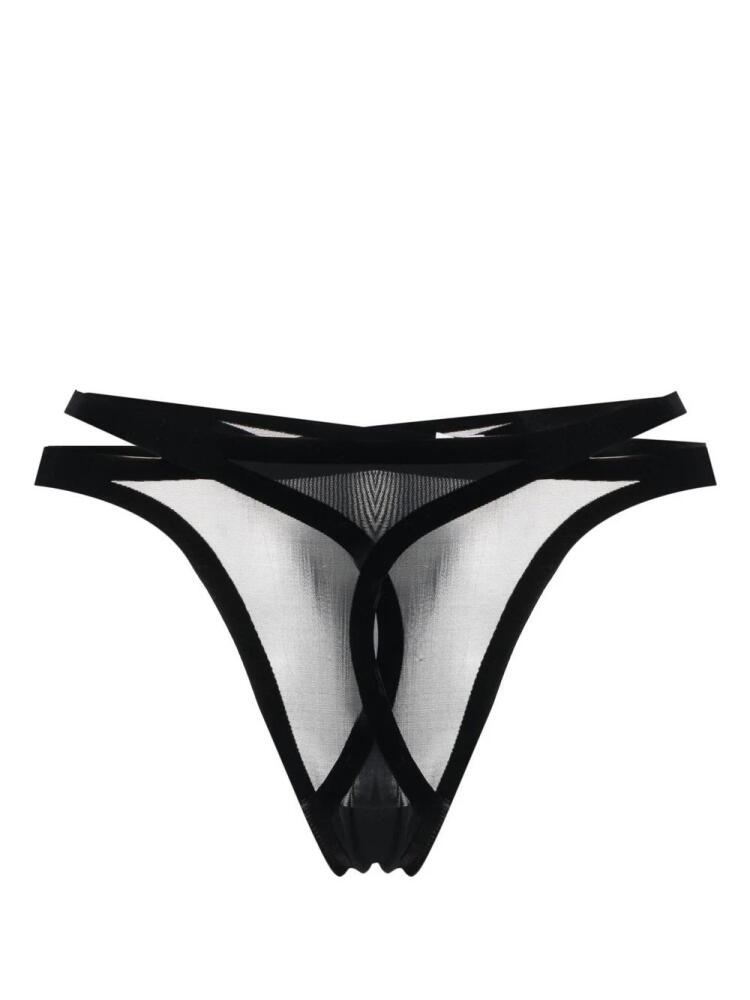 Wolford x Mugler Flock Shaping thong - Black Cover