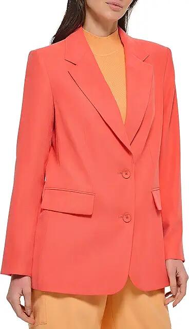 DKNY Frosted Twill One-Button Jacket (Persimmon) Women's Clothing Cover