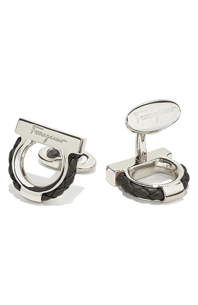 Salvatore Ferragamo Gancio Cuff Links in Silver /Black Cover