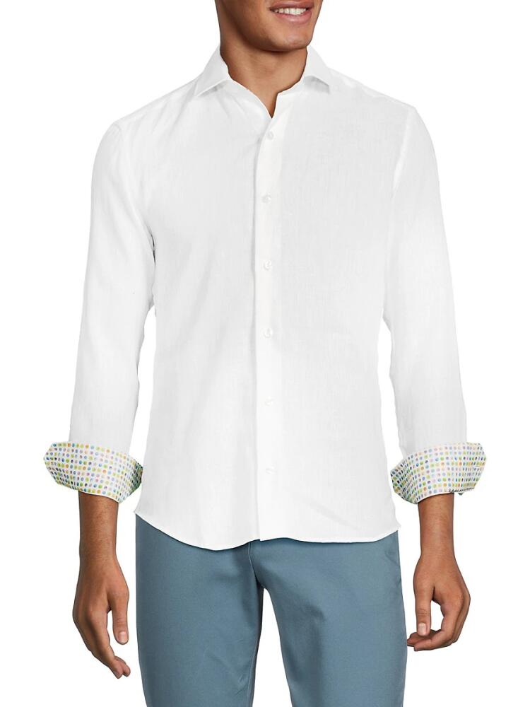 Bertigo Men's Contrast Cuff Linen Sportshirt - White Cover