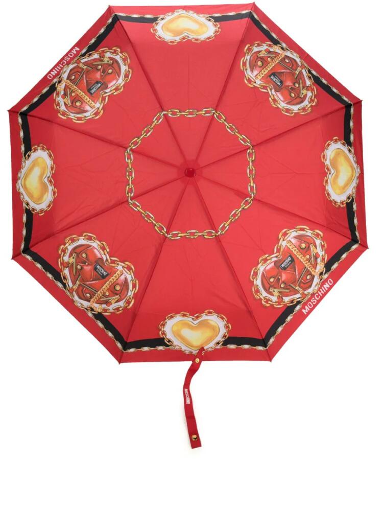 Moschino graphic-print compact umbrella - Red Cover