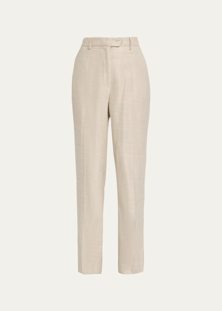 Kiton Bamboo Straight-Leg Pants Cover