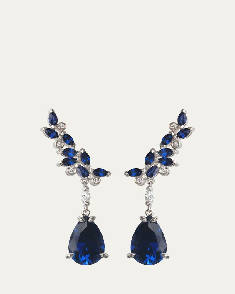 Lark & Berry 14K White Gold Veto Raindrop Earrings with Lab Grown Diamond and Blue Cultured Sapphires Cover