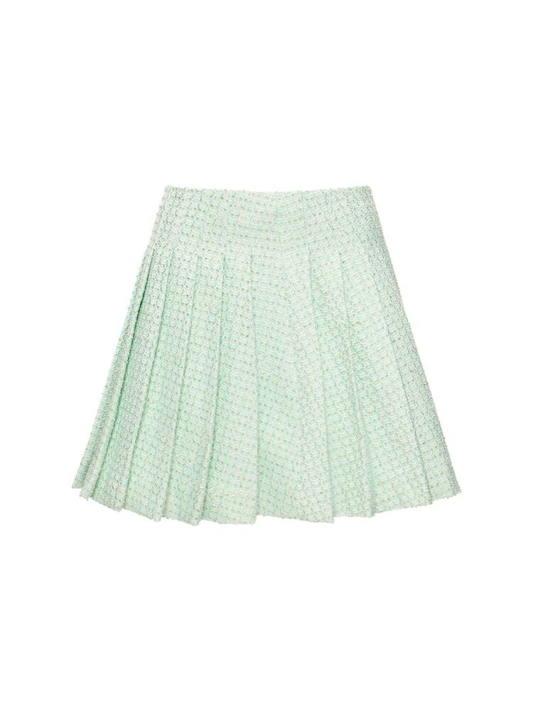 SELF-PORTRAIT Pleated Bouclé Mini Skirt Cover