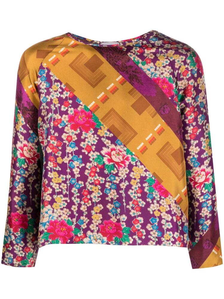 Pierre-Louis Mascia floral-print silk top - Purple Cover