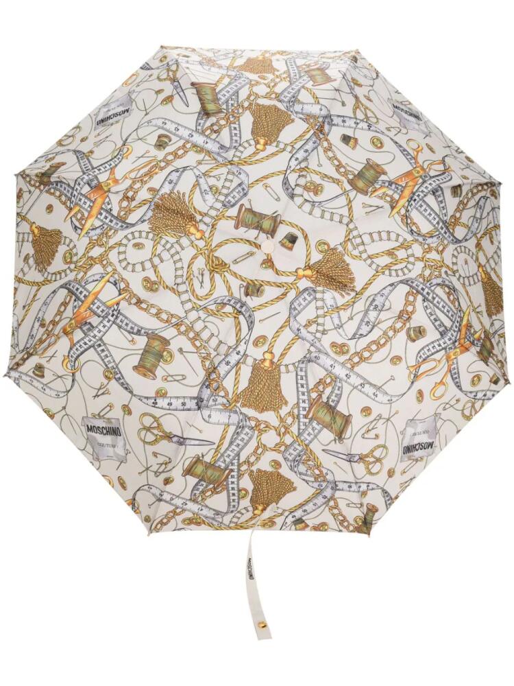 Moschino chain-link print compact umbrella - Neutrals Cover