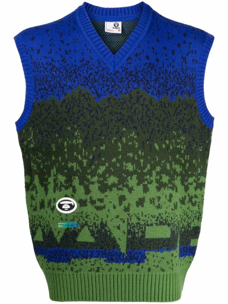 AAPE BY *A BATHING APE® intarsia-knit logo vest - Green Cover