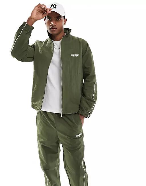 Sixth June nylon track jacket in khaki - part of a set-Green Cover