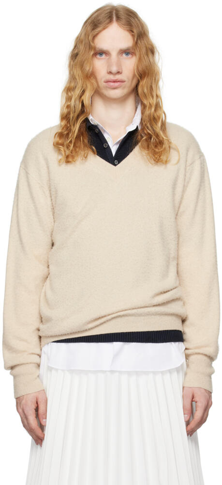 Maison Margiela Beige V-Neck Sweater Cover