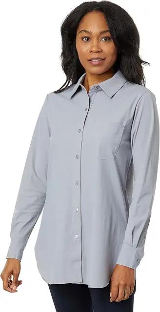 Lysse Schiffer Stretch Microfiber Button Down (Shadow Grey) Women's Long Sleeve Button Up Cover