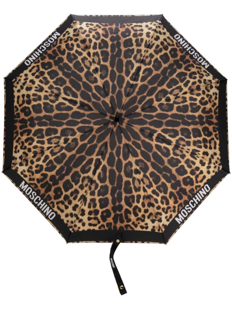 Moschino cheetah-print compact umbrella - Black Cover