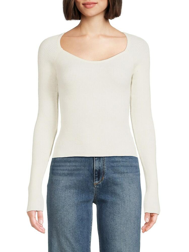 Lea & Viola Women's Ribbed Long Sleeve Top - Ivory Cover