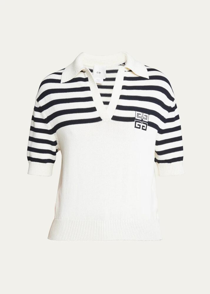 Givenchy 4G Logo Short-Sleeve Cropped Stripe Polo Sweater Cover