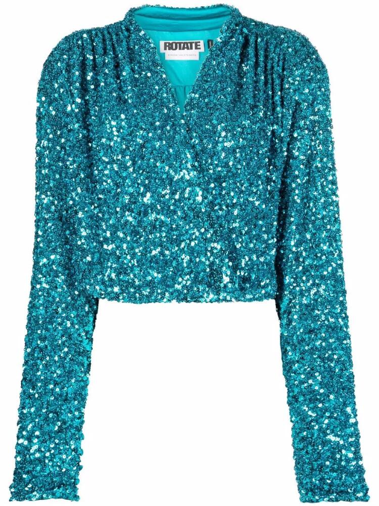 ROTATE BIRGER CHRISTENSEN Aurelia sequin-embellished blouse - Blue Cover