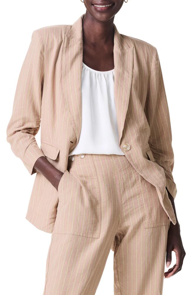 NIC+ZOE Central Park Scrunch Sleeve Linen Blend Blazer in Neutral Multi Cover