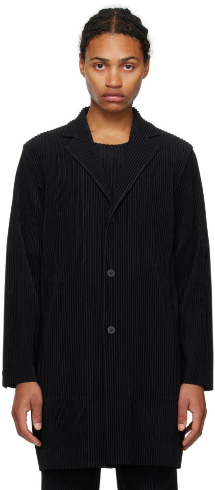 HOMME PLISSÉ ISSEY MIYAKE Black Single-Breasted Coat Cover