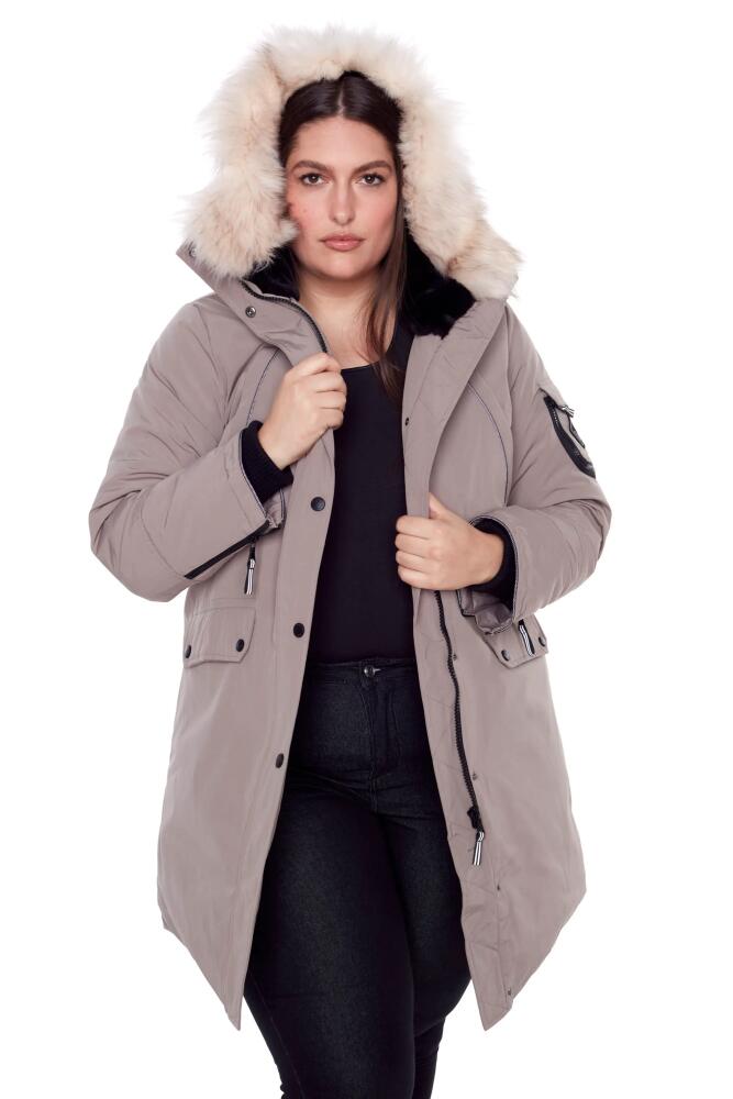 Alpine North LAURENTIAN PLUS SIZE - Vegan Down Long Parka Winter with Faux Fur Hood in Taupe Cover