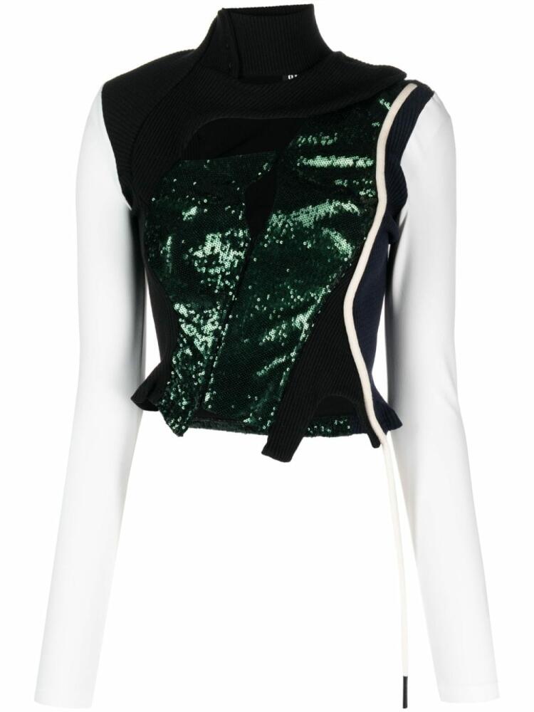 Ottolinger sequin-embellished panelled top - Green Cover