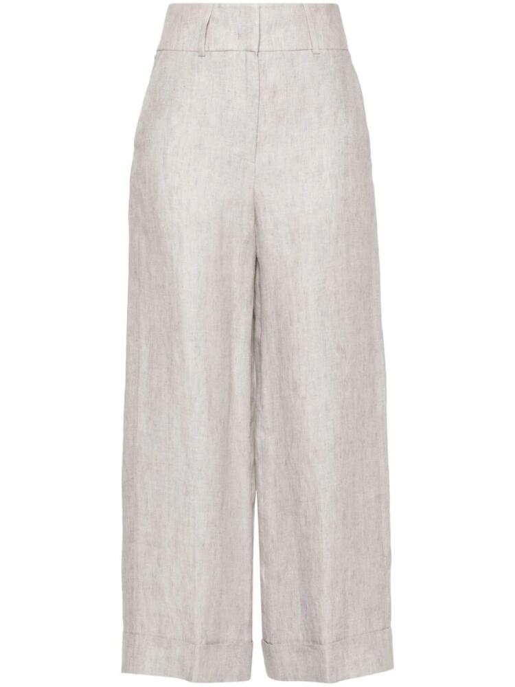 Peserico herringbone linen straight trousers - Grey Cover