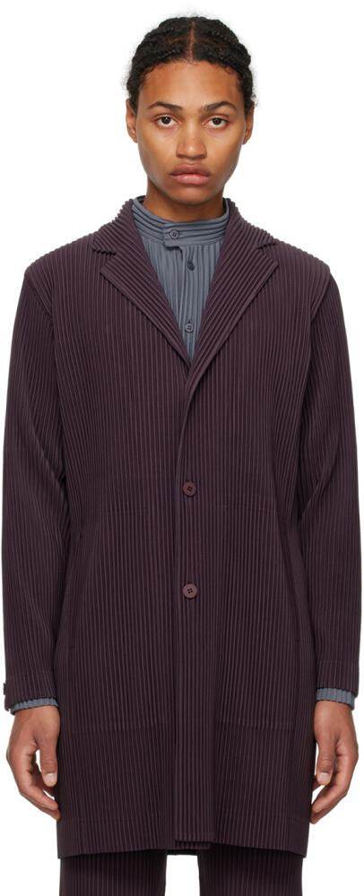 HOMME PLISSÉ ISSEY MIYAKE Purple Single-Breasted Coat Cover