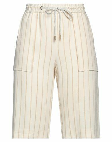 Eleventy Woman Shorts & Bermuda Shorts Ivory Linen, Elastane, Lyocell Cover