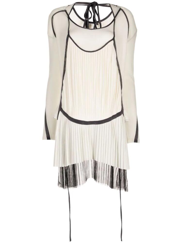 Kiko Kostadinov pleat-detail contrasting-trim blouse - Neutrals Cover