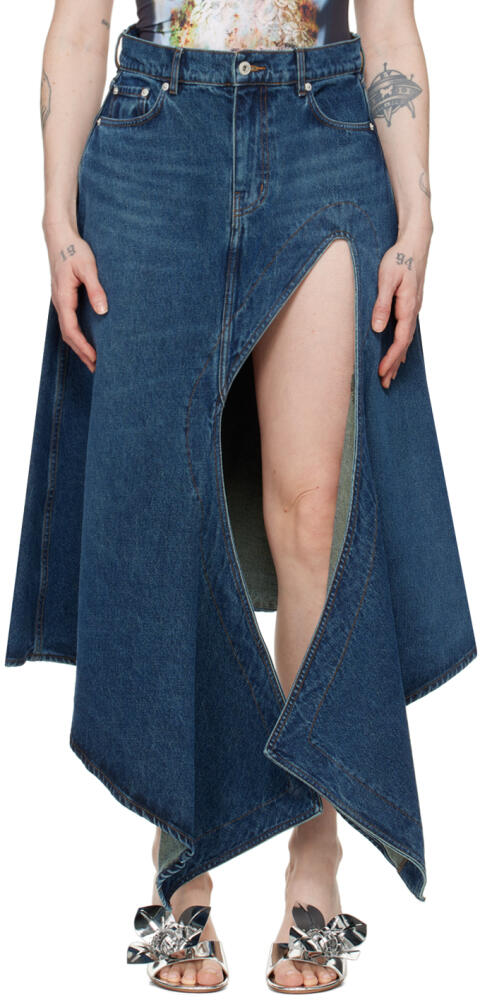 Y/Project Blue Cut Out Denim Midi Skirt Cover