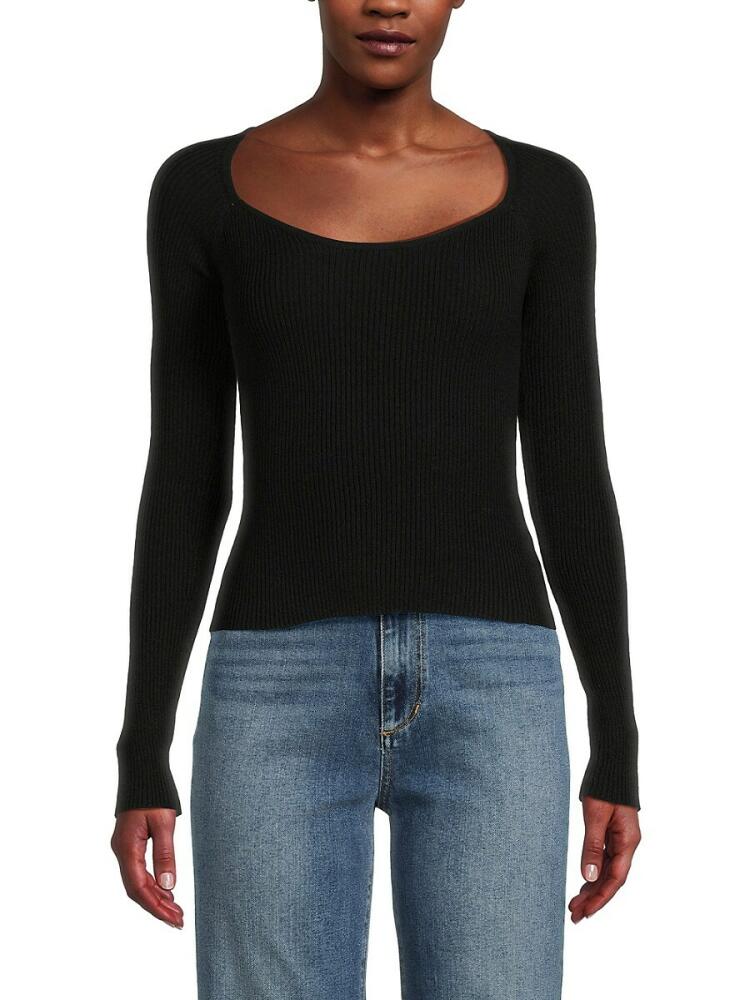 Lea & Viola Women's Ribbed Long Sleeve Top - Black Cover