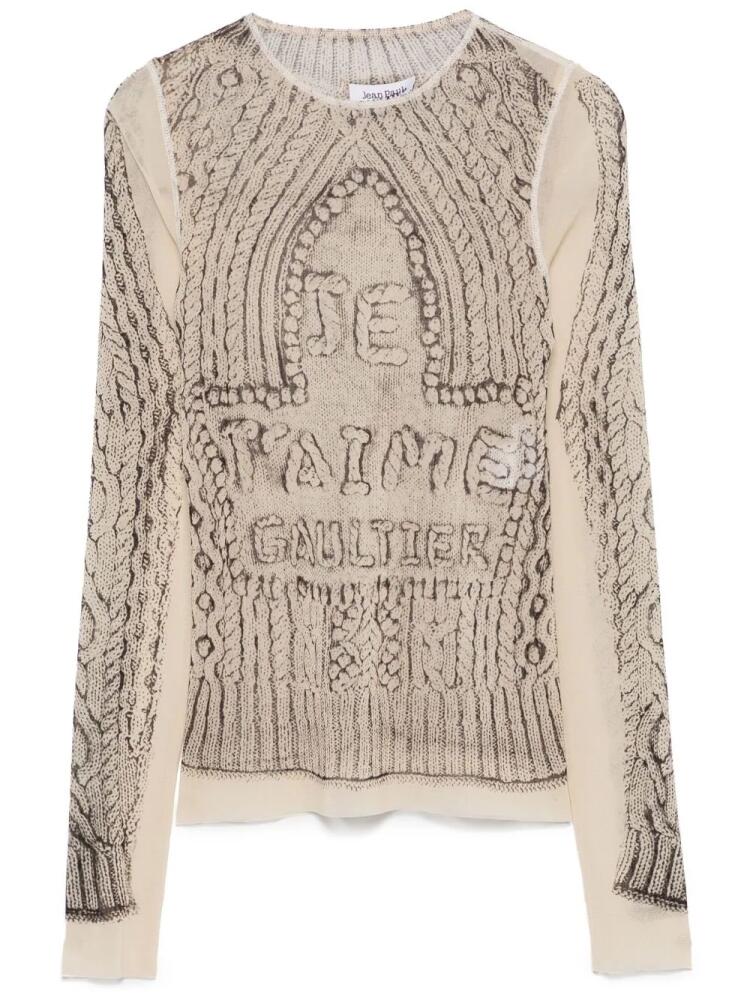 Jean Paul Gaultier trompe l'oeil-print mesh top - Neutrals Cover