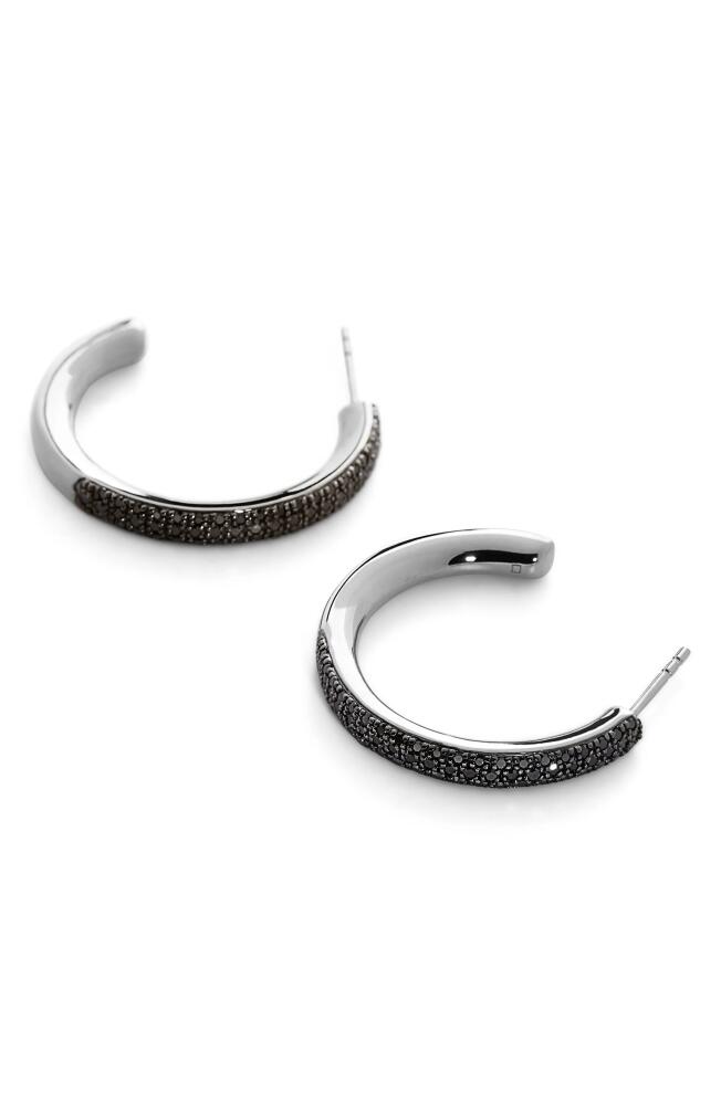 Monica Vinader Fiji Black Diamond Hoop Earrings in Ss Cover