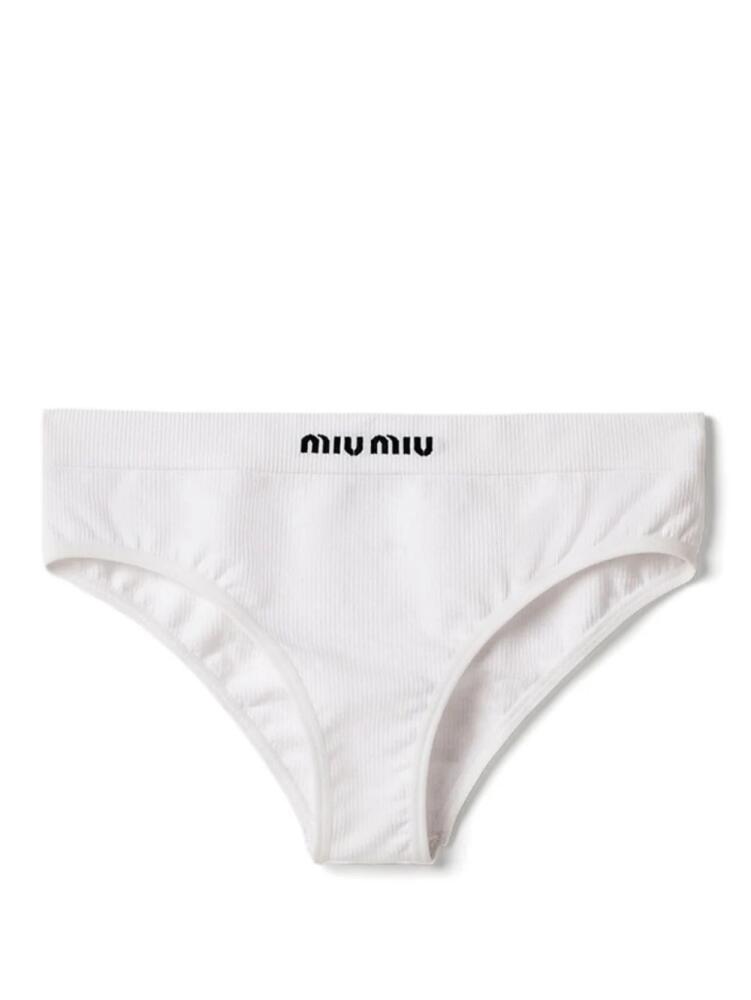 Miu Miu seamless ribbed cotton briefs - White Cover