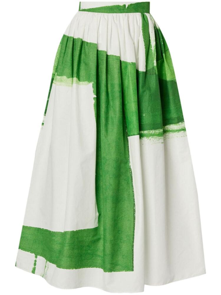 ERDEM graphic-print cotton midi skirt - Green Cover