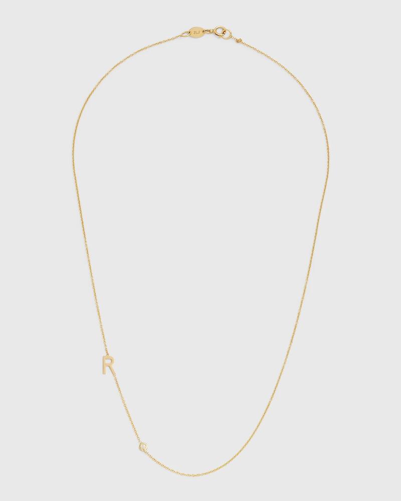 Zoe Lev Jewelry 14k Yellow Gold Personalized 0.03ct Asymmetric Initial & Diamond Bezel Necklace Cover