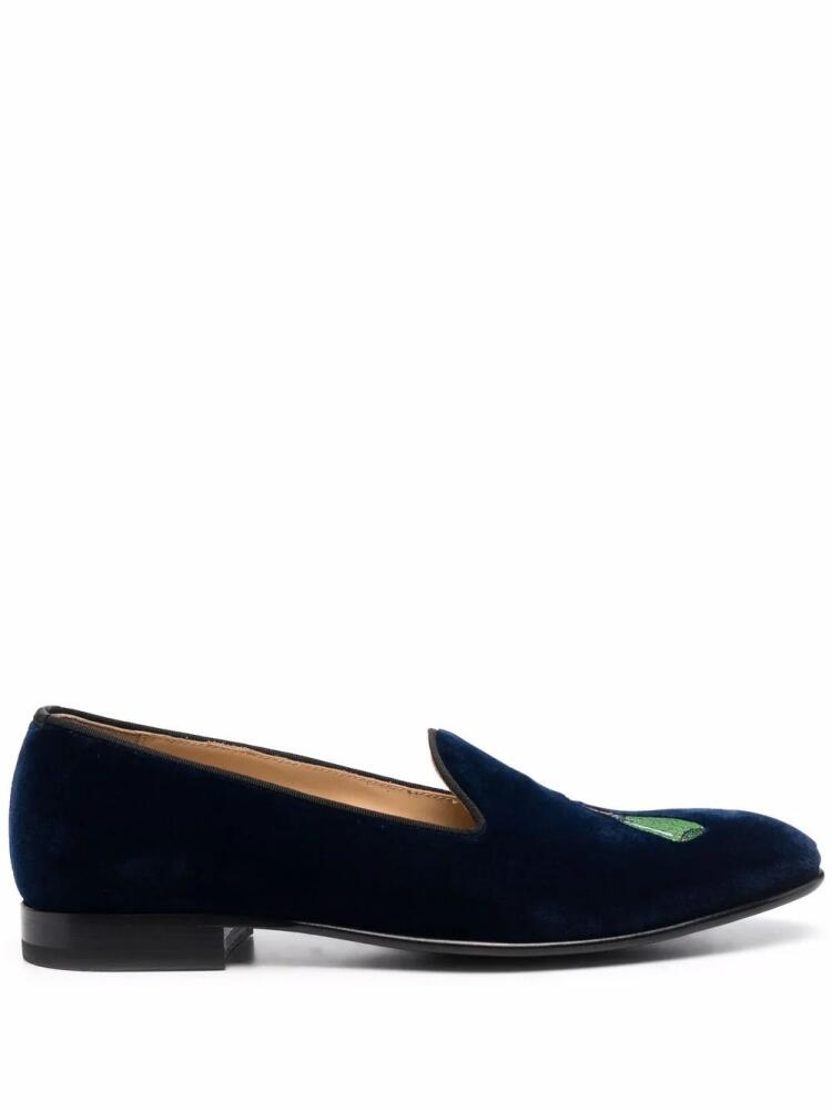 Scarosso Jay embroidered velvet slippers - Blue Cover