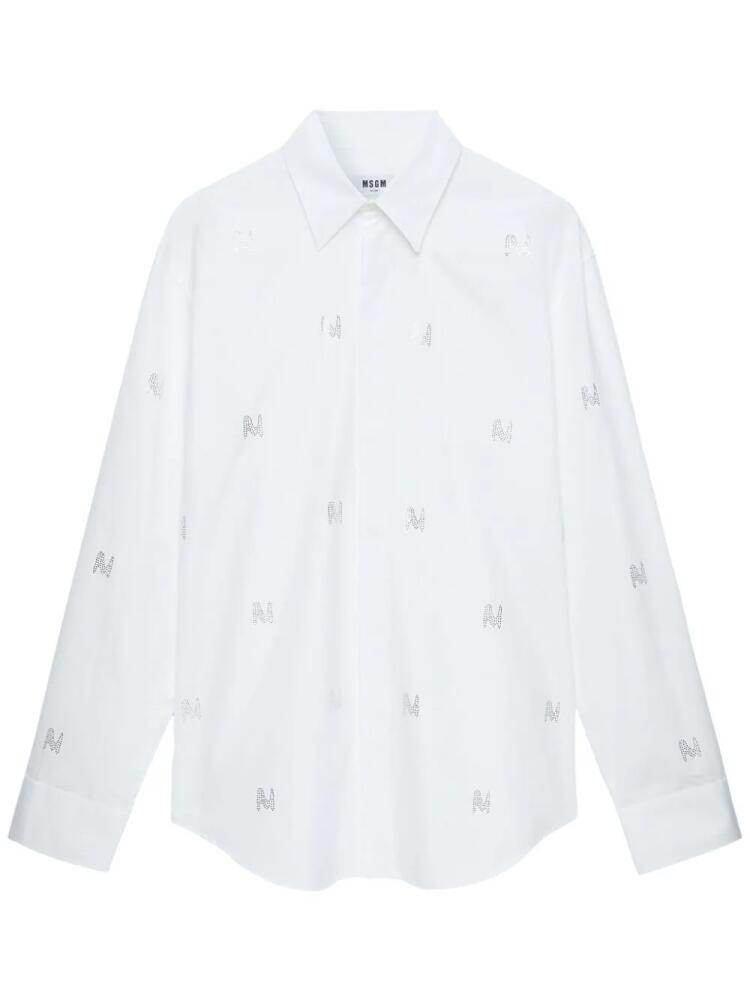 MSGM crystal-embellished cotton shirt - White Cover