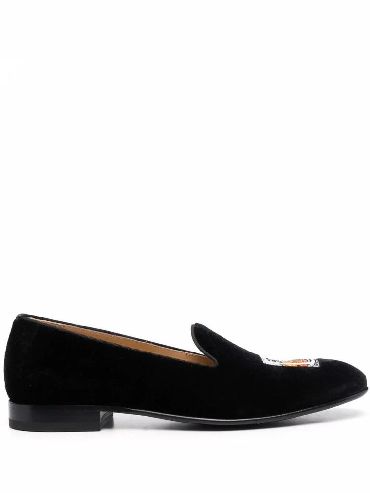 Scarosso Tom embroidered velvet slippers - Black Cover