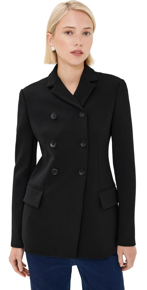 Tibi Wren Crepe Knit Fitted Blazer Black Cover