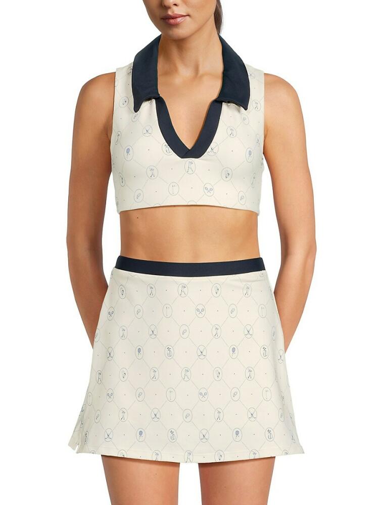 WeWoreWhat Women's Sport Print Crop Top - Off White Cover