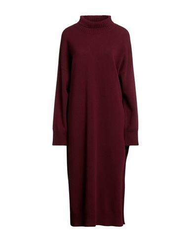 Roberto Collina Woman Midi dress Burgundy Merino Wool, Cashmere Cover