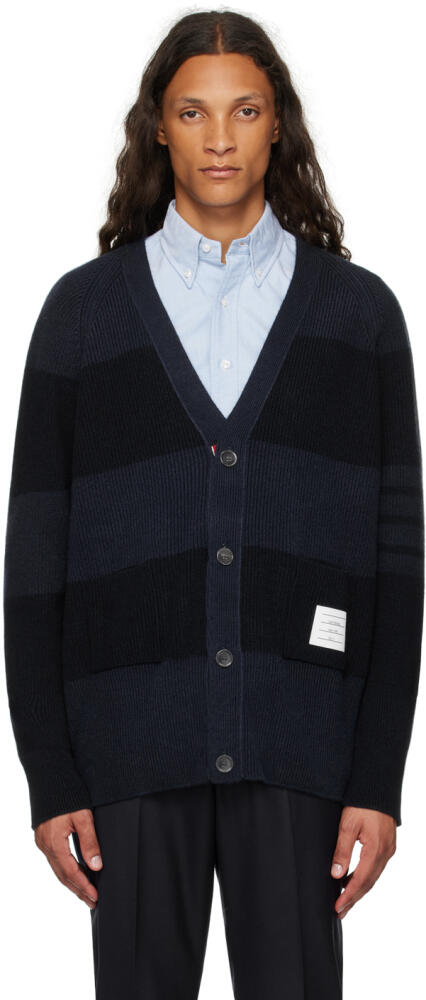 Thom Browne Navy 4-Bar Cardigan Cover