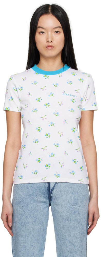 Nina Ricci White & Blue Floral T-Shirt Cover