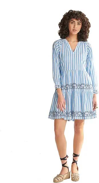 Hatley Maddy Popover Dress - Azure Stripes (Azure Stripes) Women's Dress Cover