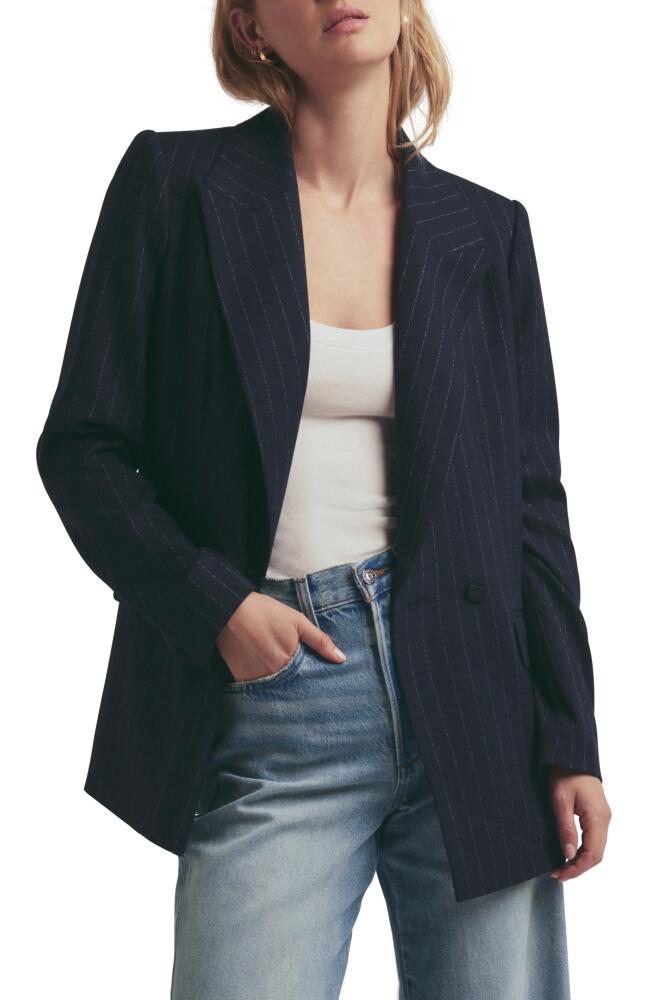 Favorite Daughter The Suits You Chalk Stripe Blazer in Navy Pinstripe Cover