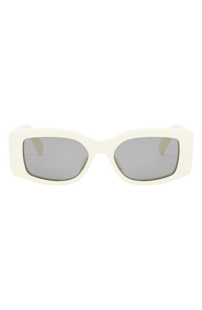 CELINE Triomphe 53mm Rectangular Sunglasses in Ivory /Smoke Cover