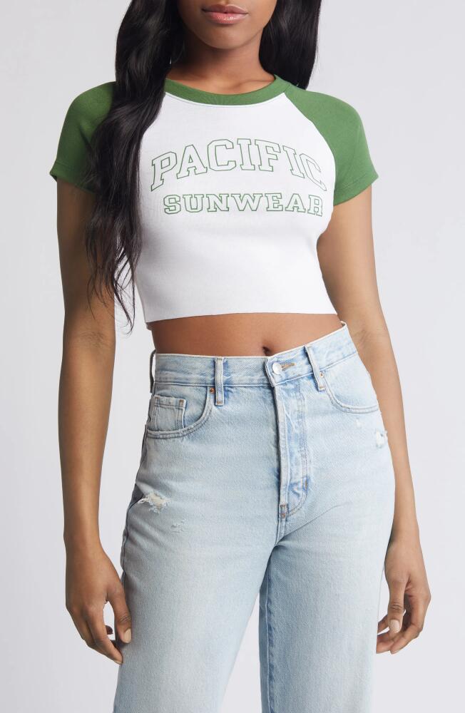 PacSun Logo Outline Raglan Sleeve Crop T-Shirt in Bright White Cover