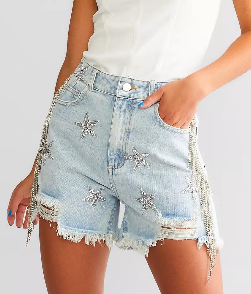 Blue B Ultra High Rise Rhinestone Fringe Short Cover