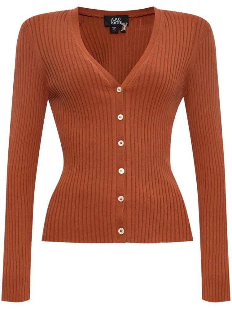 A.P.C. v-neck organic cotton cardigan - Orange Cover