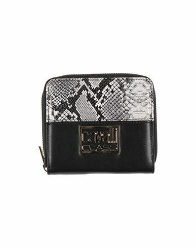 Cavalli Class Woman Wallet Black Polyurethane, Calfskin Cover