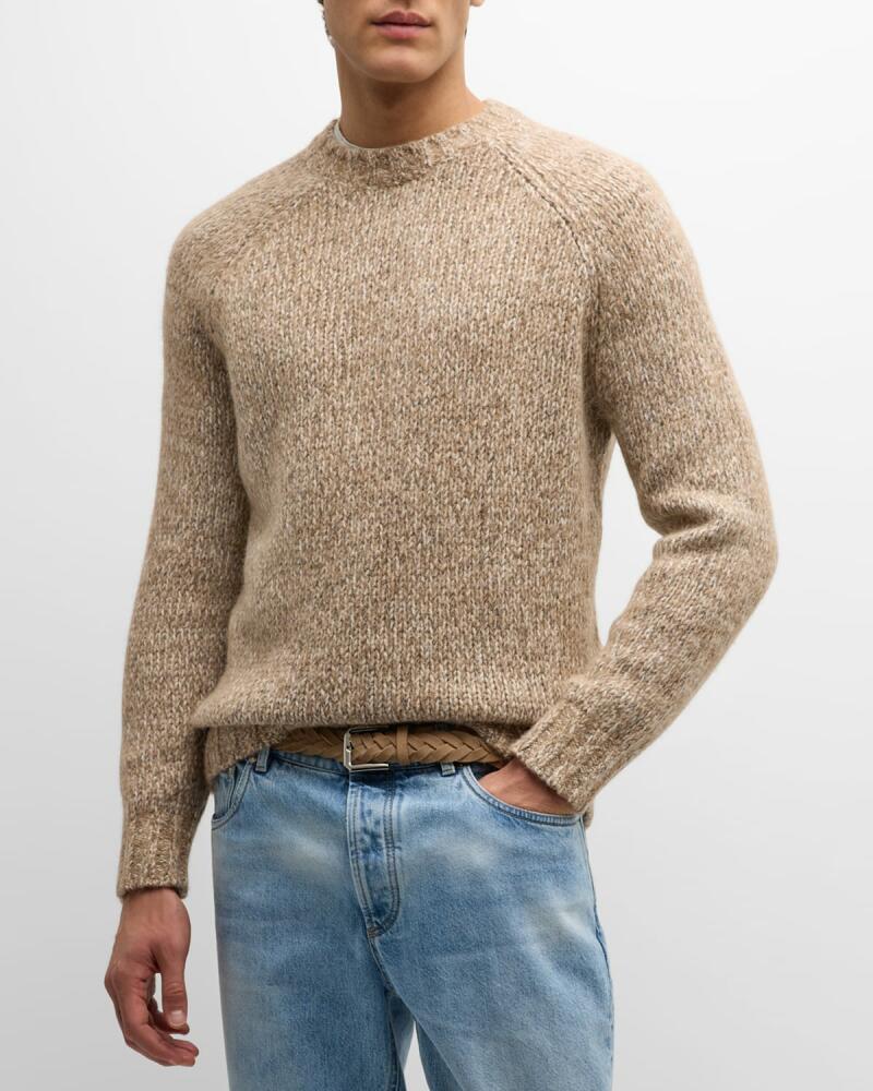 Brunello Cucinelli Men's Marled Knit Crewneck Sweater Cover