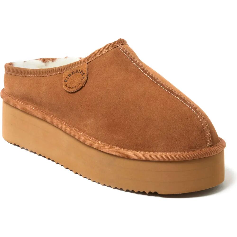 DEARFOAMS Fireside Queenstown Genuine Shearling Platform Clog Slipper in Chestnut Cover